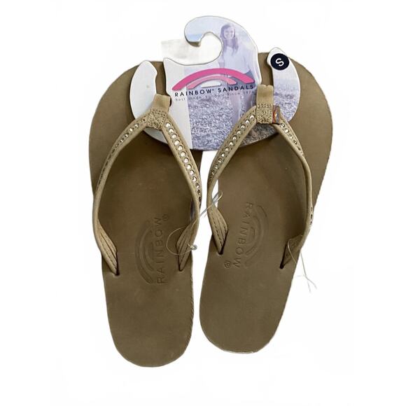 New Women's Rainbow Sandals Narrow Strap Crystals - 401ALTSN SMALL Size 5.5-6.5 - Picture 1 of 2